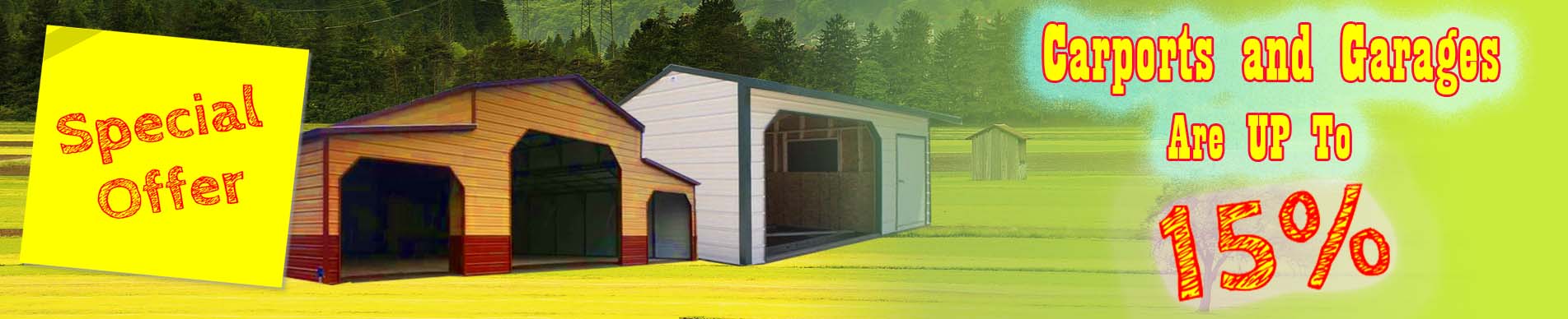 Special 15% OFF Carports and Garages 